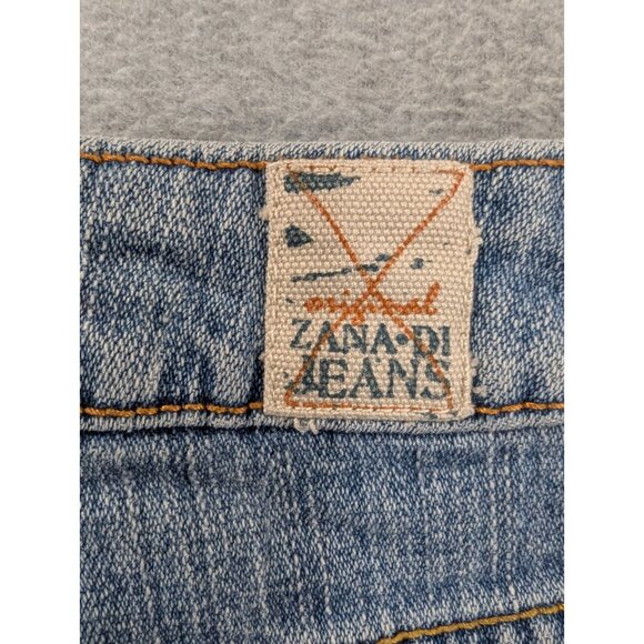 Zana Di Jeans Skirt Size 16 Blue Whiskers Flap Pockets Mini Pencile - Picture 11 of 13